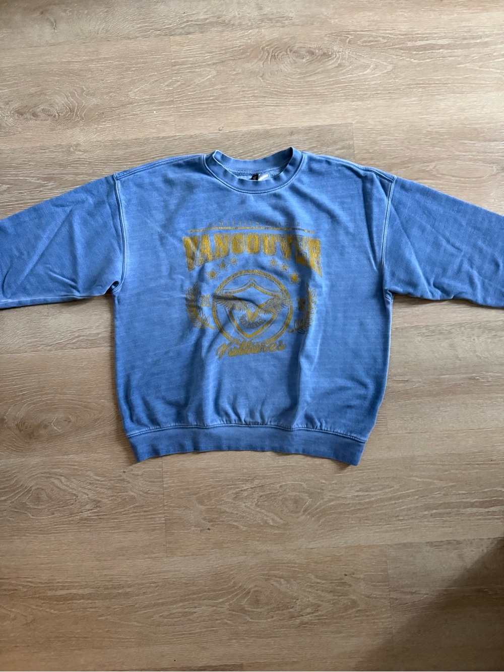 Divided Blue Crewneck Sweatshirt with Yellow Graphic
